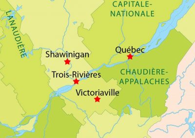 Carte géographique de Shawinigan et la rivière Saint-Maurice