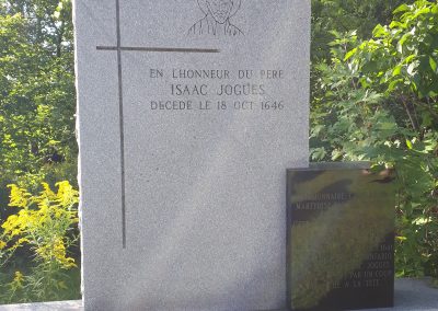 Monument commemorating the place where Isaac Jogues and René Goupil were captured. The address is 651, 138 Road, Lanoraie, Quebec