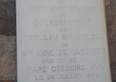 Another historical plaque in the little shrine of Saint Anne in Varennes
