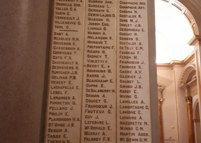 A list of the names of some pontifical zouaves posted in the Cathedral of Montreal