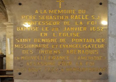 Plaque inside the church Saint-Bénigne